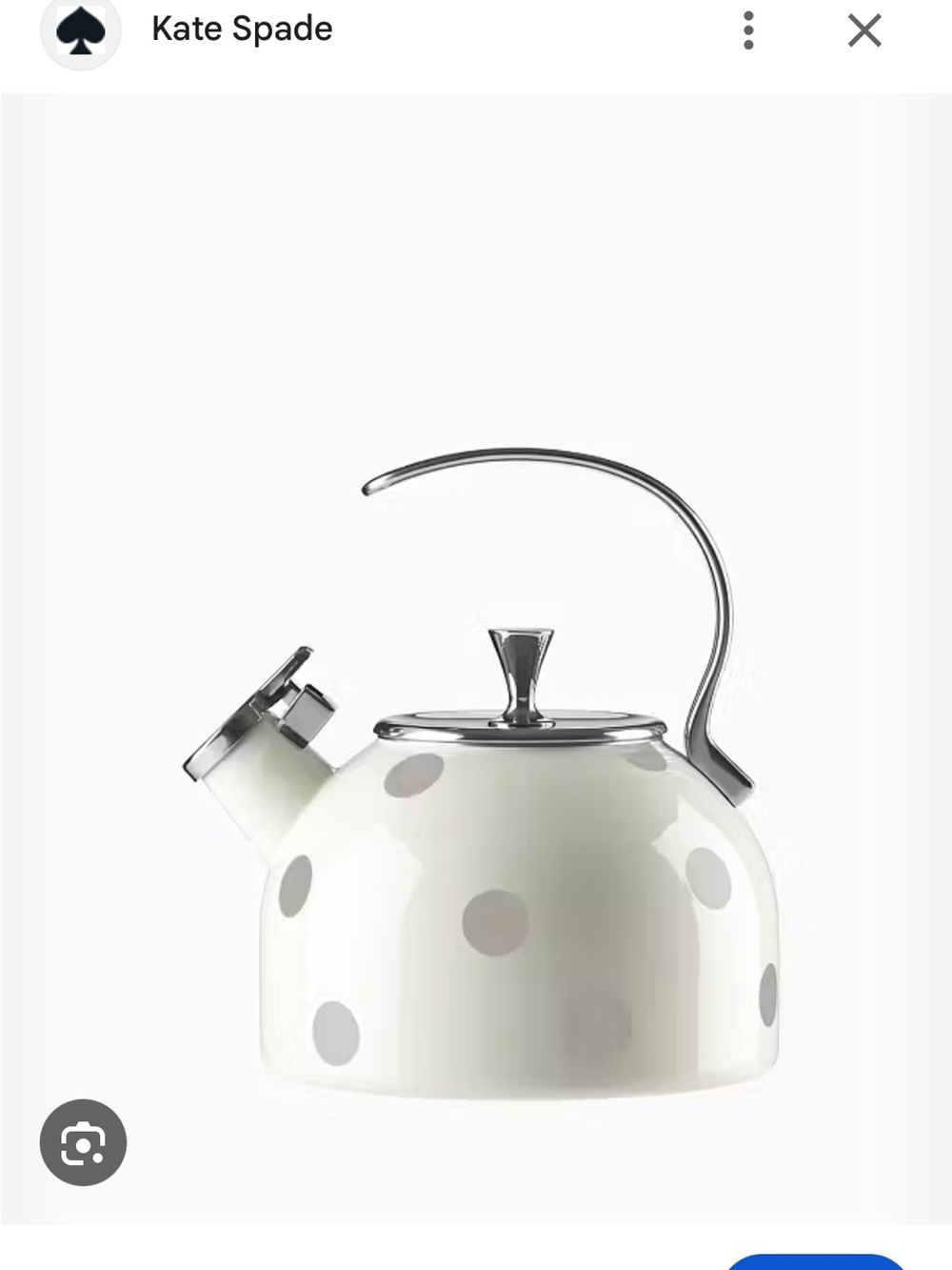 kate spade cream kettle with gray polka dots